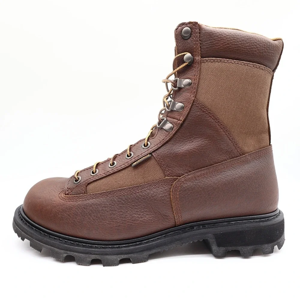 Carhartt Work Boots Mens 12 M Brown Leather Waterproof 8